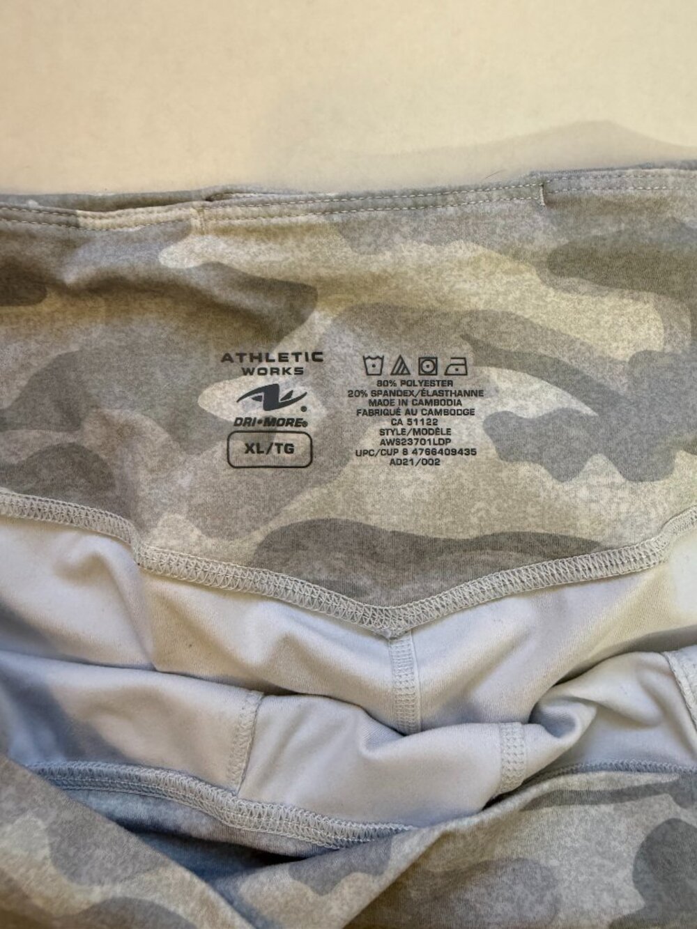 🛍️ 3/10 Athletic Works Dri-More Grey Camo Jogger Leggings Size XL - Picture 4 of 4